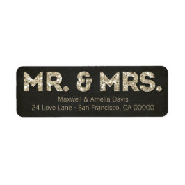 Zwart & Goud Glitter Look Mr & Mrs Labels