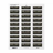 Zwart & Goud Glitter Look Mr & Mrs Labels (Full Sheet)
