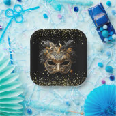 Zwart Goud Glitter Mardi Gras Papier Bord (Feest)