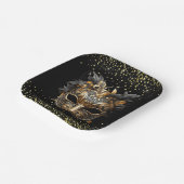Zwart Goud Glitter Mardi Gras Papier Bord (Gebogen)