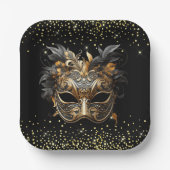 Zwart Goud Glitter Mardi Gras Papier Bord (Voorkant)