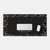 Zwart & Goud Glitter Marmer Kalligrafie Logo Lux Bureaumat (Keyboard & Muis)