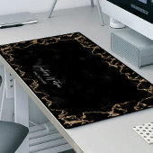 Zwart & Goud Glitter Marmer Kalligrafie Logo Lux Bureaumat