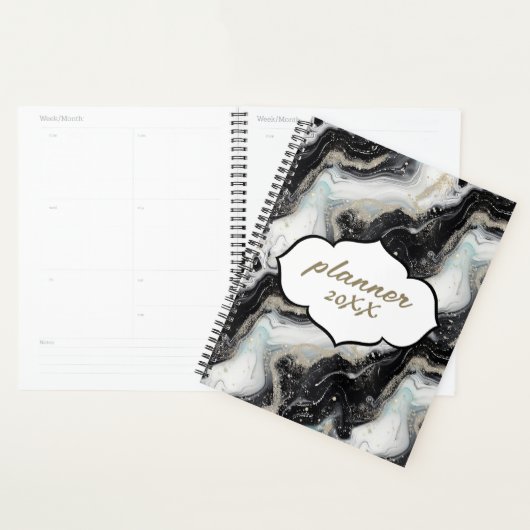 Zwart Goud Glitter Marmer Modern Planner (Display)
