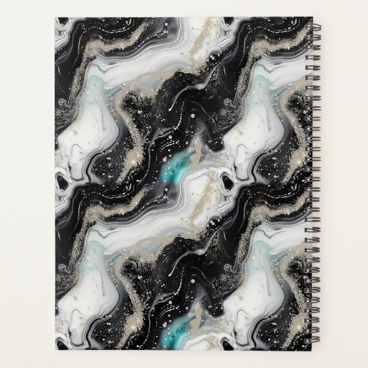 Zwart Goud Glitter Marmer Modern Planner (Achterkant)