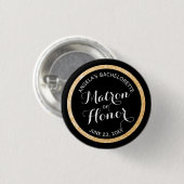 Zwart-Goud Glitter Matron van Eer Bachelorette Ronde Button 3,2 Cm (Voorkant /achterkant)