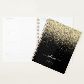 Zwart Goud Glitter Meisjes Monogram Planner (Display)