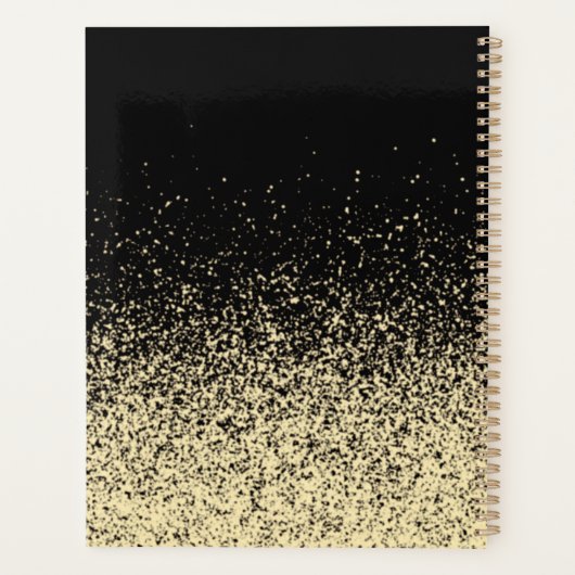 Zwart Goud Glitter Meisjes Monogram Planner (Achterkant)