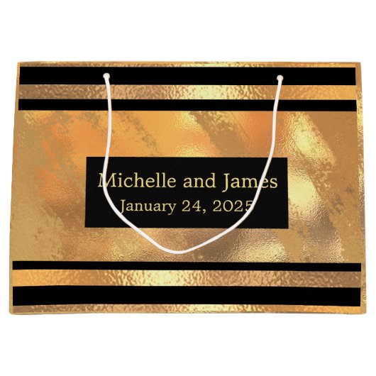Zwart goud glitter monogram aangepaste namen & dat groot cadeauzakje (Voorkant)