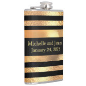 Zwart Goud Glitter Monogram Bruiloft Heupfles (Rechts)