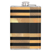 Zwart Goud Glitter Monogram Bruiloft Heupfles (Achterkant)