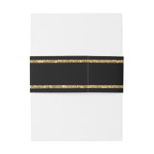 Zwart & Goud Glitter Monogram Initiaal Bruiloft Uitnodigingen Wikkel (Achterkant Voorbeeld)