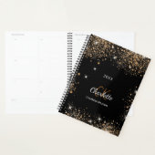 Zwart goud glitter monogram initialen 2026 planner (Display)