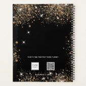Zwart goud glitter monogram initialen 2026 planner (Achterkant)