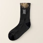 zwart goud glitter monogram sokken (Links - buitenkant)