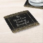 Zwart Goud Glitter Mooie Quote Kartonnen Onderzetters (Gebogen)
