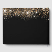 Zwart goud glitter naam ballonnen Quinceanera Gastenboek (Achterkant)