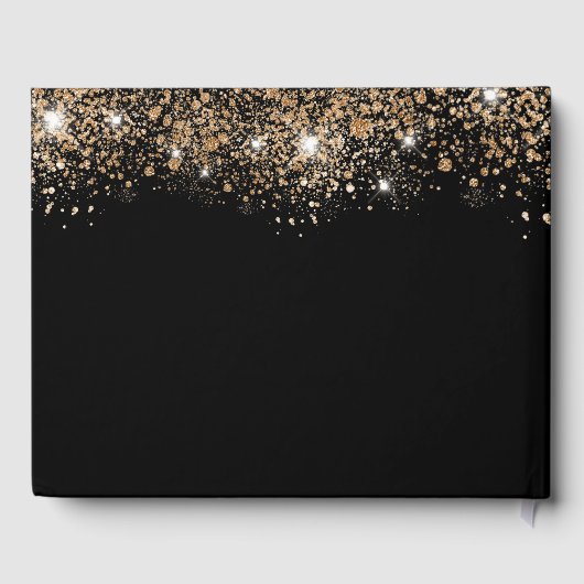 Zwart goud glitter naam ballonnen Quinceanera Gastenboek (Achterkant)