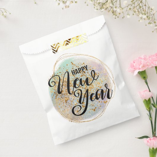 Zwart Goud Glitter Nieuwjaar Bedankzakje (Gezegeld)