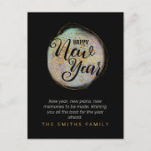 Zwart Goud Glitter Nieuwjaar Briefkaart (Voorkant)