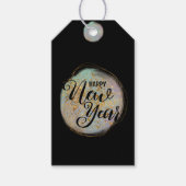 Zwart Goud Glitter Nieuwjaar Cadeaulabel (Voorkant)