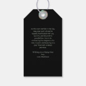 Zwart Goud Glitter Nieuwjaar Cadeaulabel (Achterkant)