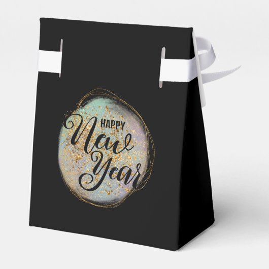 Zwart Goud Glitter Nieuwjaarsfeest Bedankdoosjes (Achterkant)