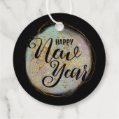 Zwart Goud Glitter Nieuwjaarsfeest Bedankjes Labels (Achterkant)