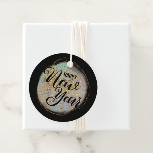 Zwart Goud Glitter Nieuwjaarsfeest Bedankjes Labels (In situ)