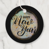 Zwart Goud Glitter Nieuwjaarsfeest Bedankjes Labels (Voorkant)