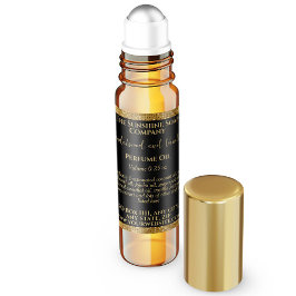 Zwart & Goud Glitter Parfum Roller Flessenlabel Vierkante Sticker