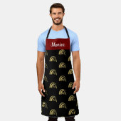 Zwart & Goud Glitter regenboog aangepaste naam Schort (Gedragen)