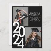 Zwart Goud Glitter Retro Graduation Party Foto Kaart (Achterkant)