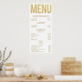 Zwart & Goud Glitter Salon Menu Muurposter Poster (Keuken)