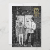 Zwart & Goud Glitter Save the Date Typografie (Voorkant)