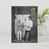 Zwart & Goud Glitter Save the Date Typografie (Staand voorkant)
