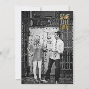 Zwart & Goud Glitter Save the Date Typografie
