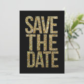 Zwart & Goud Glitter Save the Date Typografie (Staand voorkant)