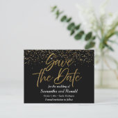 Zwart & Goud Glitter Save The Date Wedding Aankondigingskaart (Staand voorkant)