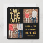 Zwart & Goud Glitter Sla de datum Fotokaarten op Kaart (Voorkant)