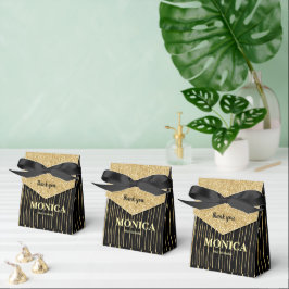 Zwart & goud glitter sparkle verjaardagsfeestje op bedankdoosjes