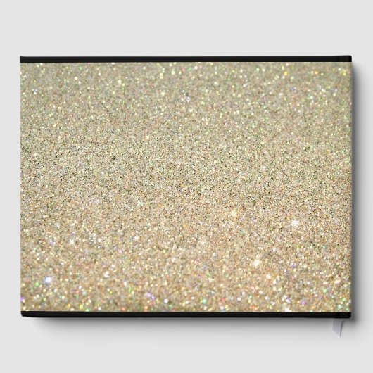 Zwart Goud Glitter Sparkles Floral Wedding Gastenboek (Achterkant)