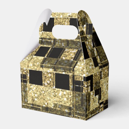 Zwart & Goud Glitter Squares Chique Party Favor Bo Bedankdoosjes (Achterkant)
