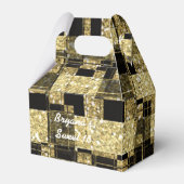 Zwart & Goud Glitter Squares Chique Party Favor Bo Bedankdoosjes (Voorkant Zijde)