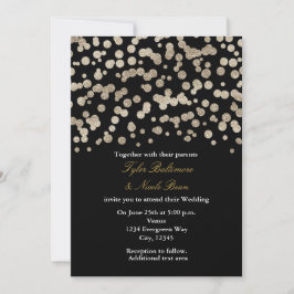 Zwart & Goud Glitter Stip Modern Huwelijksuitnodig Kaart