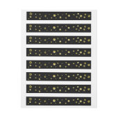 Zwart & Goud Glitter Stippen Kaart Wrap Around Lab Adreslabel Wikkel (Vel)