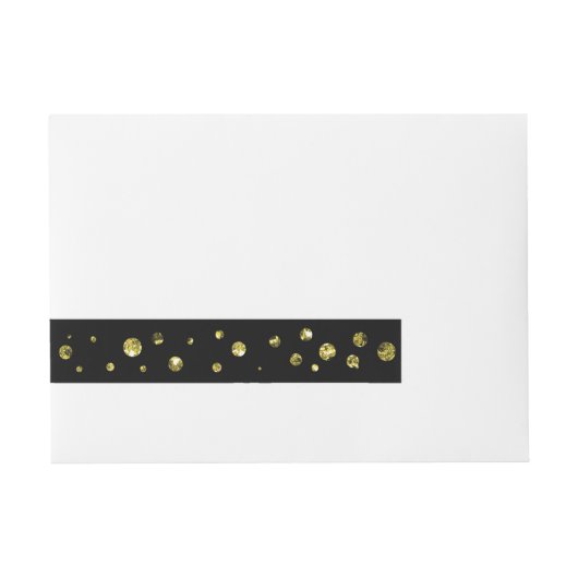 Zwart & Goud Glitter Stippen Kaart Wrap Around Lab Adreslabel Wikkel (Voorkant)