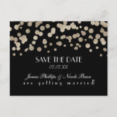 Zwart & Goud Glitter Stippen Save The Date Briefka Aankondigingskaart (Voorkant)
