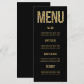 Zwart & Goud Glitter Typografie Trouwmenu Kaarten (Voorkant / Achterkant)