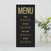 Zwart & Goud Glitter Typografie Trouwmenu Kaarten (Staand voorkant)